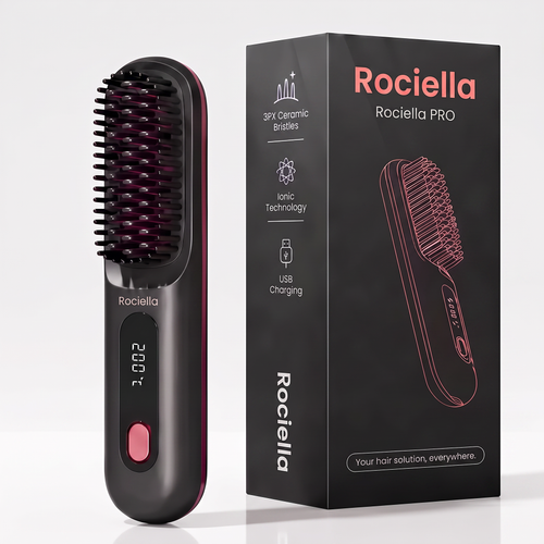 Rociella Cepillo alisador inteligente para cabello corto