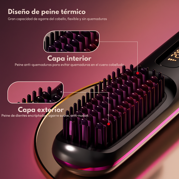 Rociella Cepillo alisador inteligente para cabello corto
